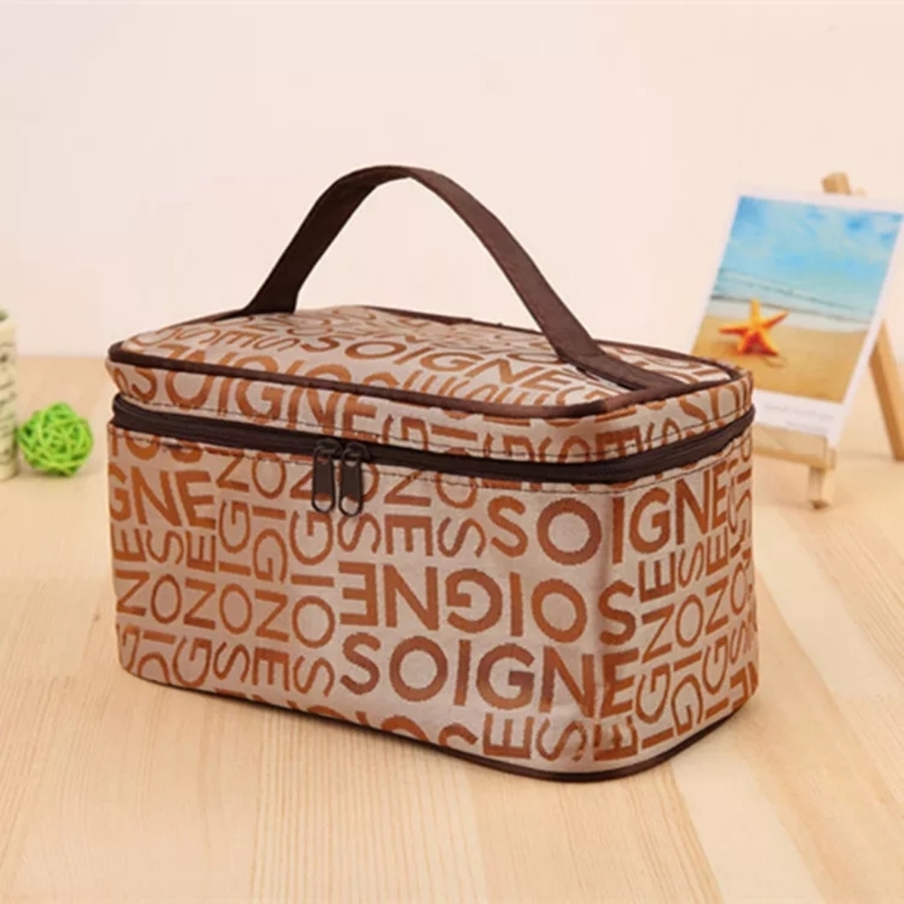 Brown Graphic Cosmetic Bag